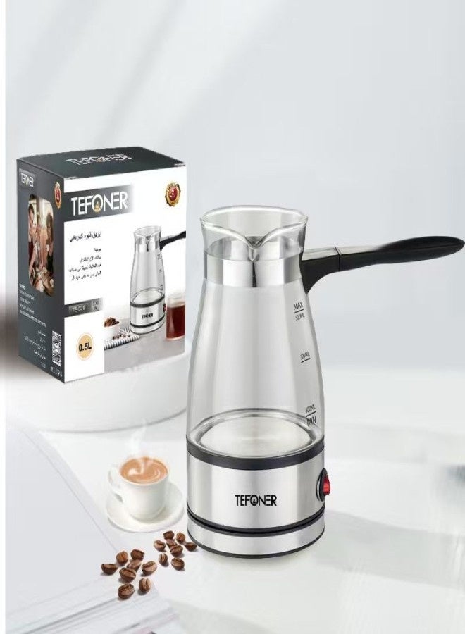 تيفونر ماكينة قهوه تركي زجاجية شفافة. غلاية قهوة تركي بسعة نصف لتر. صانعة قهوة تركية تعمل بالكهرباء. الة قهوة تركي سريعة التسخين وامنة. غلاية قهوة تركية سهلة ومتعددة الاستخدام. - Image 3